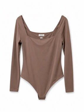 Aritzia Contour Mauve Ribbed Long Sleeve Bodysuit